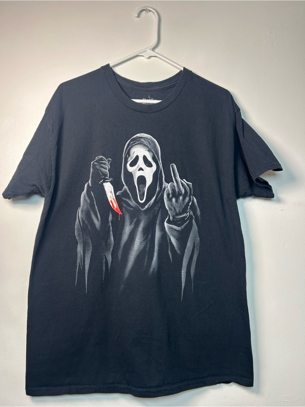 Spencers Scream Ghost Face Black Halloween T Shirt Size Large Goth Grunge